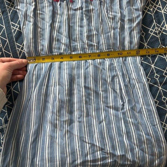 Hollister Blue and White Striped Off-Shoulder Dress with Floral Embroidery - Picture 6 of 7